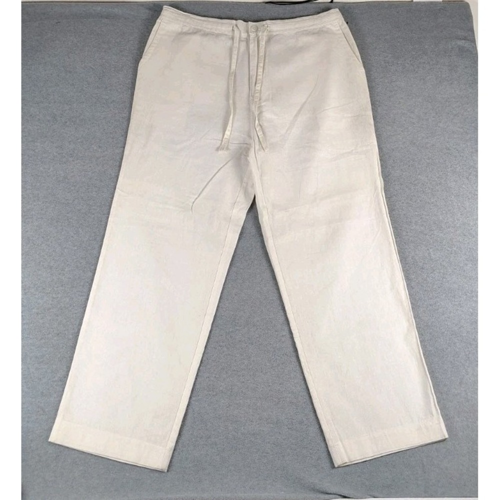 NWF PARC 81 Linen Blend Drawstring  Pant Mens Sz  36x31  Ivory  Leisure Resort